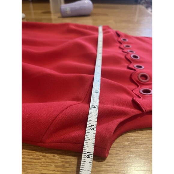 J Crew Cranberry Red Scalloped Hem Sleeveless Mini Shift Dress Size 2 - Picture 9 of 10